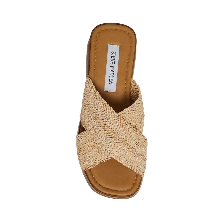 Sandalias de Plataforma Steve Madden Phoebe Raffia Mujer Beige | ES ND934S